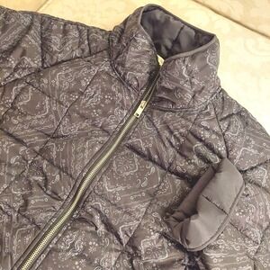 NEW!‎ Indigo Thread Co Wms Printed Dressy Full Zip Quilted Jacket Black/Gray 1X